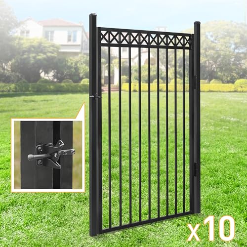 Fencer Wire Heavy Duty Flat Top X-Pattern Decorative Fence Gate Black, 6FT x 4FT, Pack of 10