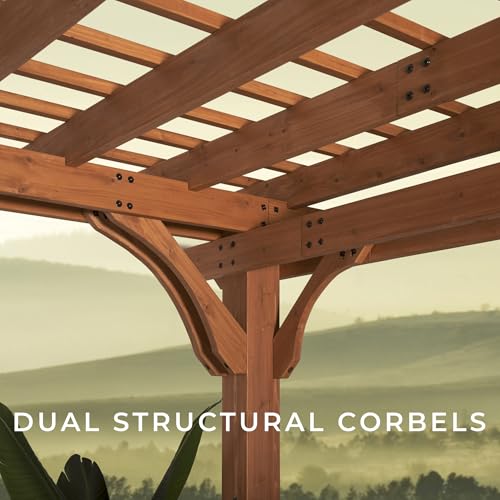Backyard Discovery Beaumont 24' x 12' Cedar Wood Pergola Kit Light Brown