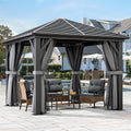 YITAHOME 10x10ft Hardtop Gazebo with Nettings and Curtains, Heavy Duty Galvanized Steel, Gray