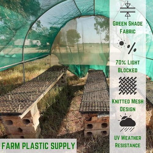 Farm Plastic Supply Green Shade Cloth 70% Mesh Fabric 24' x 200'