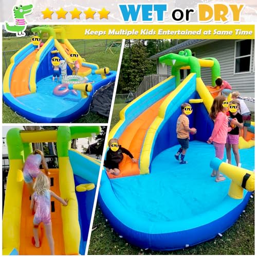 Wesoky 8in1 Inflatable Water Park Slide with Blower and Sprinkler