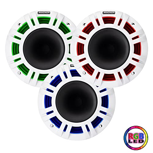 KICKER 48KMXL65 6.5" 4-Ohm RGB-LED Marine Coaxial Speakers Pair