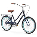 sixthreezero EVRYjourney Women's 7-Speed Step-Through Hybrid Cruiser Bicycle Navy w/Brown Seat/Grips