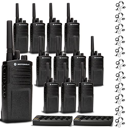 Motorola Solutions 2 x 6 Bank Charger with 12 x RMV2080 On-Site 2-Way Business Radio and 12 x HKLN4604 PTT Earpiece Black