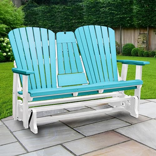 American Furniture Classics Two Person Glider Aruba Blue and White
