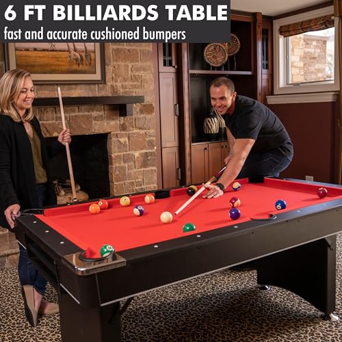 Freetime Fun Portable Pool Table Set Red, Black