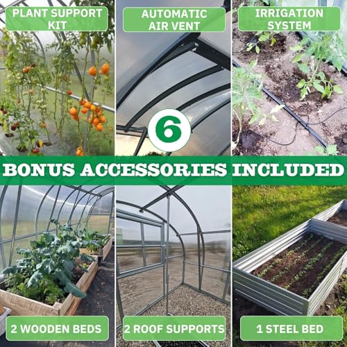 YourGreenHouses Polycarbonate Greenhouse Tunnel Clear 10x26 FT