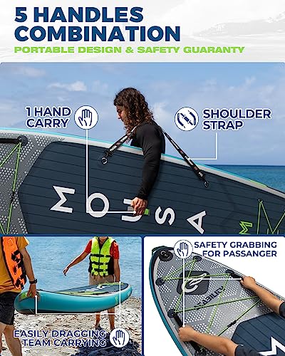 Mousa Extra Wide Inflatable Stand Up Paddle Board Gray-Blue