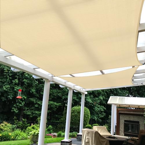 TANG Sunshades Depot A Ring Design Steel Cable Reinforcement Sun Shade Sail 26' x 40' Rectangle Beige