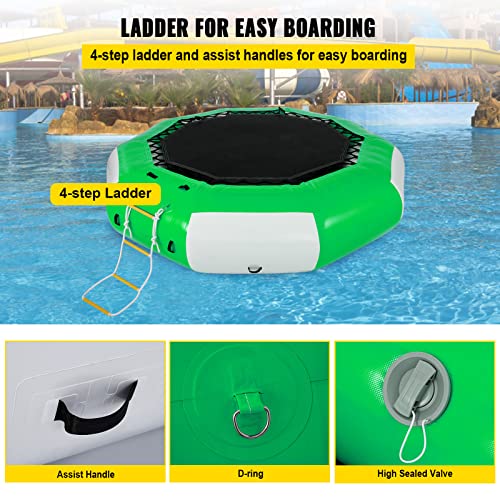 VEVOR Inflatable Water Trampoline 13ft Green & White