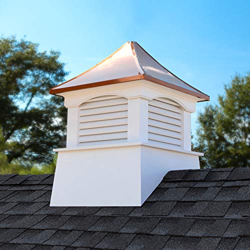Good Directions Vinyl Coventry Louvered Cupola with Copper Roof 48" x 69" White