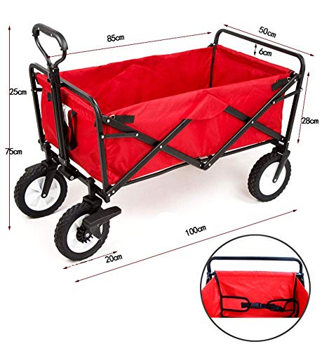 5sssallefaa Pull Along Folding Wagon Aluminium 80kg Portable Garden Cart with 4 Wheels Steel Brakes Forest Camouflage