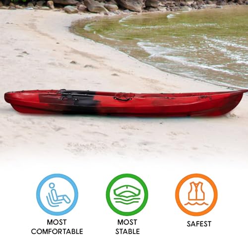 Hipicute 13FT Sit-on-Top Fishing Kayak for 2 Adults with Paddle & Comfortable Seat, Reddish Black