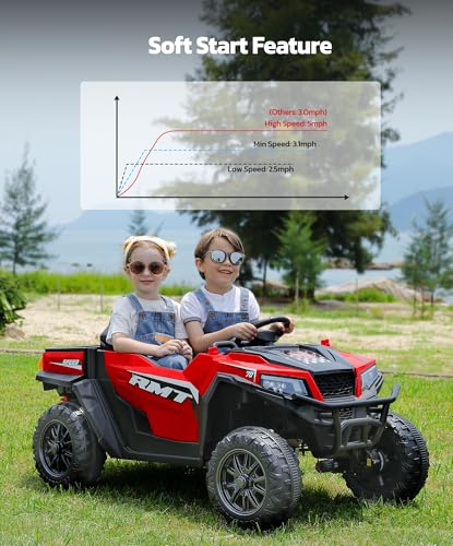 ELEMARA 24V Electric Off-Road UTV 2-Seater Kids Ride-On Truck Dark Red