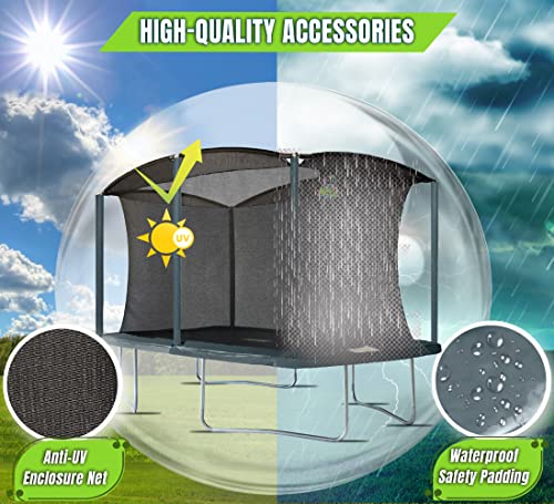 Moxie Girlz Rectangle Trampoline 8x12 FT with Safety Net Ocean Green