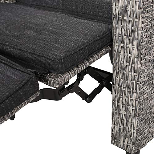 Christopher Knight Home Murdock Outdoor Recliner with Cushion Wicker Mixed Black/Dark Gray Set of 2