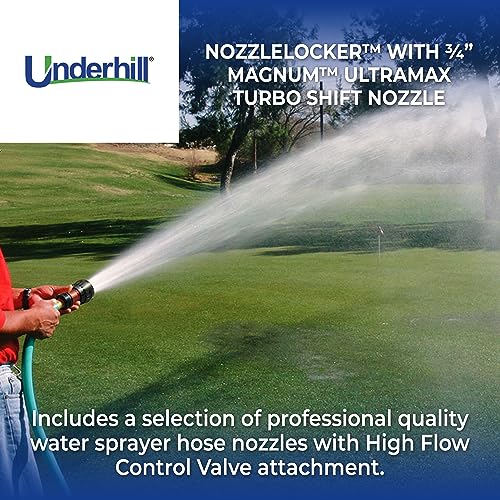 Underhill NozzleLocker Garden Water Hose Nozzle Kit with ¾ Inch Magnum UltraMax Turbo Shift Nozzle Black