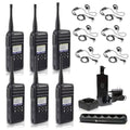 Motorola Solutions DTR700 Digital 2-Way Radio with Multi-Unit Charger & 6 PTT Earpieces Black