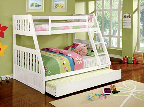 24/7 Shop at Home Daner Cottage Wood Twin Over Full Bunk Bed White