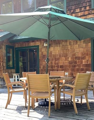 Amazonia Powell 7-Piece Wood Patio Dining Set Round Table with Lazy Susan Light Brown - Teak Finish