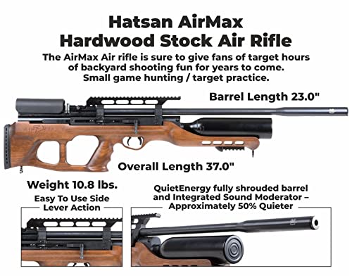 Hatsan AirMax .22 Cal Air Rifle Bundle with 250ct Pellets and 100 Paper Targets Black