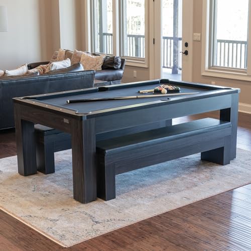 Chamberlain Game Tables New York Nights 7 Ft Pool Table Set with Benches and Top Espresso