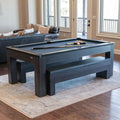 Chamberlain Game Tables New York Nights 7 Ft Pool Table Set with Benches and Top Espresso