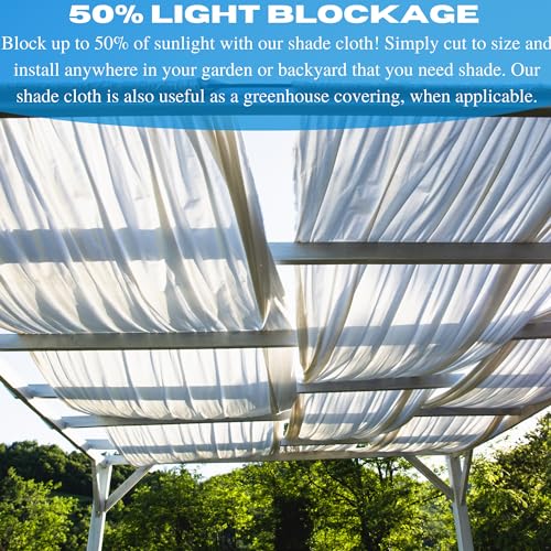 Farm Plastic Supply VBS White Shade Cloth 50% Mesh Fabric Green 12' x 300'