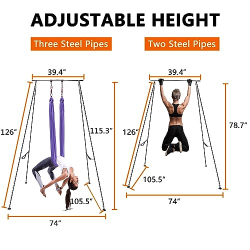 TECSPACE Adjustable Height Aerial Yoga Frame & Hammock Light Purple