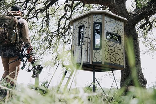 MUDDY Muddy Bull Box Blind with Elite 5' Tower, Steel Wall Construction, Cracked Mud Camo Multi