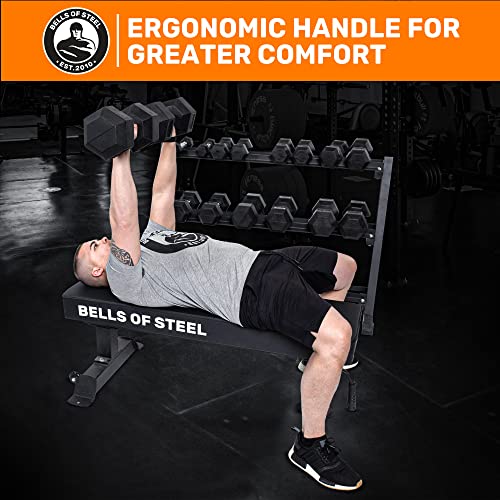Bells of Steel Rubber Hex Dumbbells Set Black
