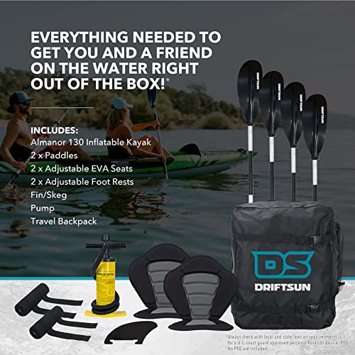 Driftsun Almanor 130 Inflatable Kayak Green 2 Person