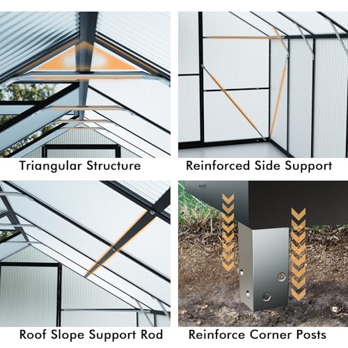 WUKHG Heavy Duty Greenhouse Black 8×14FT