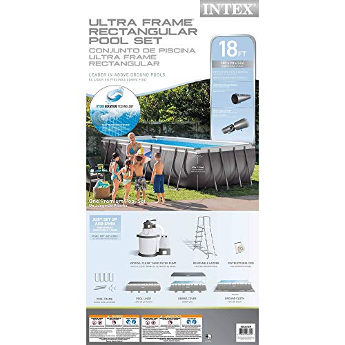 Intex Ultra Frame Rectangular Pool Set with Sand Filter Pump Gray
