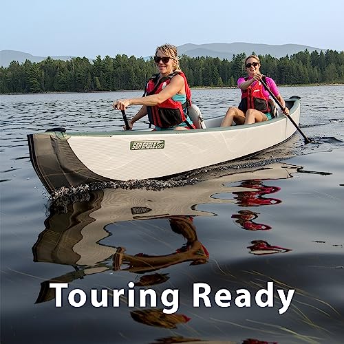 Sea Eagle TC16 Inflatable Canoe with Wood Web Seats, Pump, Bag & Optional Paddles Green and Gray
