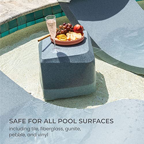 Aqua Chairs Aqua Outdoors In-Pool Chaise Set - 2 Chaises, 2 Headrest Pillows, 1 Side Table - Grey Granite