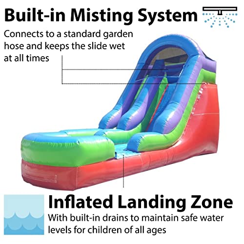 TentandTable Inflatable Water Slide for Kids and Adults, Commercial Grade 27' L x 9' W x 15' H, Retro Rainbow