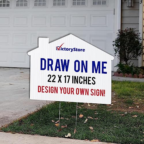VictoryStore 22” x 17” House Shaped Blank Yard Signs White