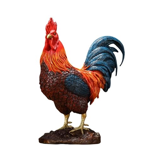 FENGSHUI-CAISHEN Large Colorful Pure Copper Rooster Statue