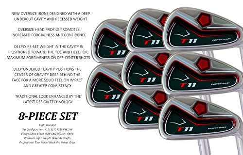 Pacific Golf Clubs T11 Power Back Tall Iron Set 4-SW Right Hand Regular R Flex Steel Shafts Black