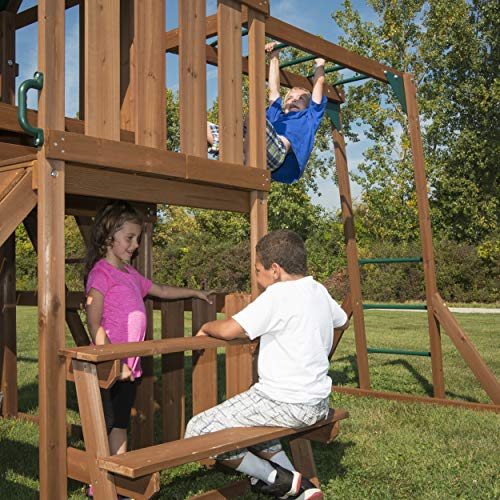 Swing-N-Slide Knightsbridge Wooden Swing Set with Slide & Monkey Bars, Green