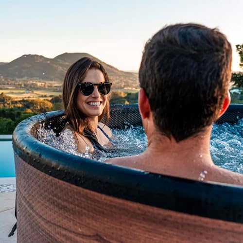 M Spa Duet 6-Person Outdoor Hot Tub with 138 Bubble Jets & Wi-Fi App, Woodgrain