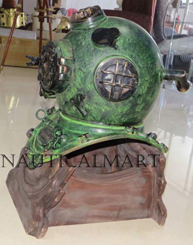 NauticalMart Diving Diver Helmet 1942 Schrader U.S. Navy MK V Dive Replica Brown