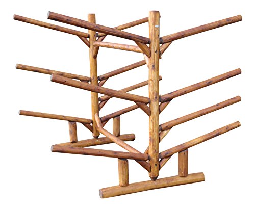 Log Kayak Rack 5 Kayak or Canoe Plus 2 SUP or Surfboard Canyon Brown Finish
