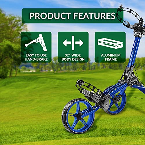 Caddytek CaddyLite Compact Semi-Auto Folding Golf Push Cart Blue