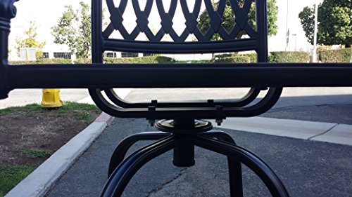 PatioLand Grand Tuscany 5-Piece Outdoor Bar Set 48" Cast Aluminum Dark Bronze Sunbrella Sesame
