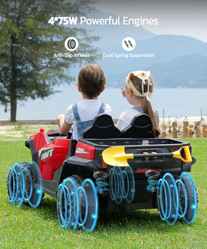 ELEMARA 24V Electric Off-Road UTV 2-Seater Kids Ride-On Truck Dark Red