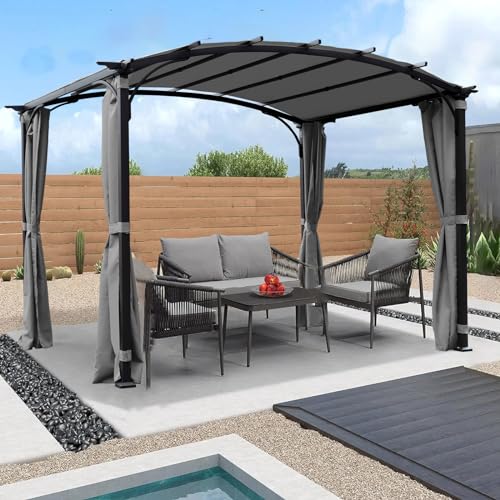 ANTSKU 9'x11' Outdoor Pergola with Arched Roof and Waterproof Canopy Cover Gray