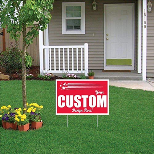 VictoryStore Custom Realtor Yard Signs Set of 2 - 12"x18" Double-Sided Full Color with EZ Stakes