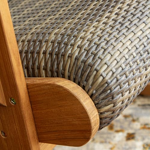 Cambridge Casual Auburn Padded Upholstered Outdoor Rocking Chair Natural Teak All-Weather Wicker